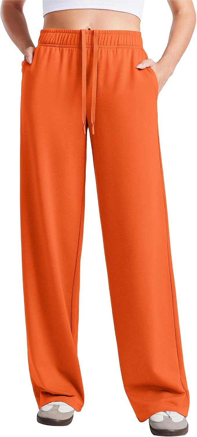 PINSPARK Women's Wide Leg Sweatpants High Waisted Baggy Lounge Travel Pants | Amazon (US)