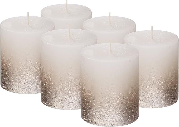 Bolsius Fading Metallic Set of 6 Unscented Pillar Candles 2.75 X 3.25 Inch White/Champagne Decora... | Amazon (US)