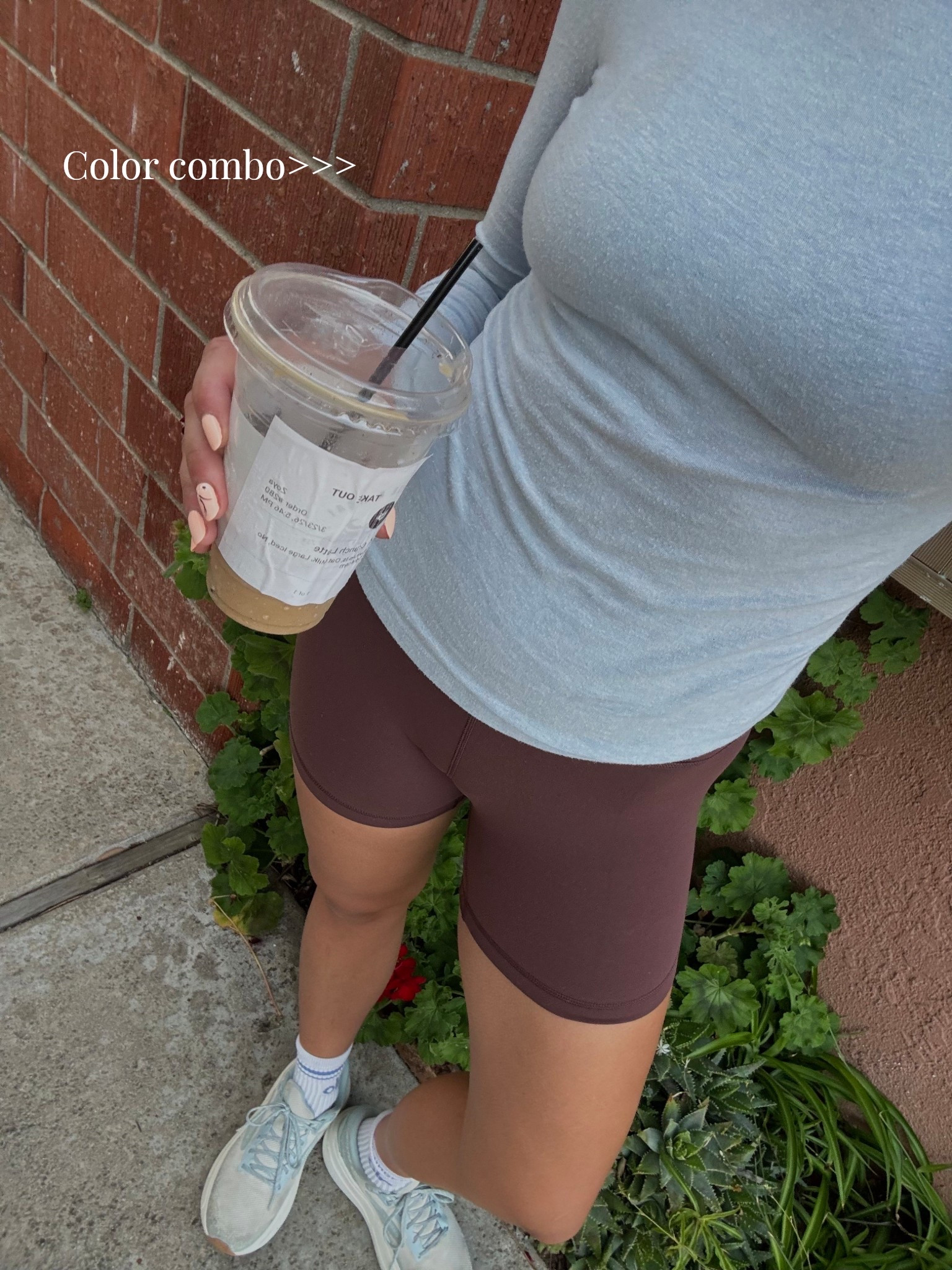 One of my favorite color combos lately 
Shirt: @abercrombie 
Shorts: @Aritzia 
Socks: @Alo Yoga 
Shoes: Brooks 

#LTKmorningroutine #LTKTravel #LTKootd