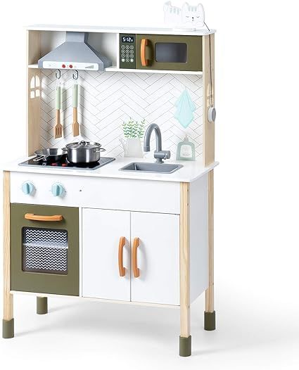 ROBUD Kids Kitchen Playset Wooden Pretend Play Kitchen Set for Girls and Boys Toy Kitchen Set Gif... | Amazon (US)