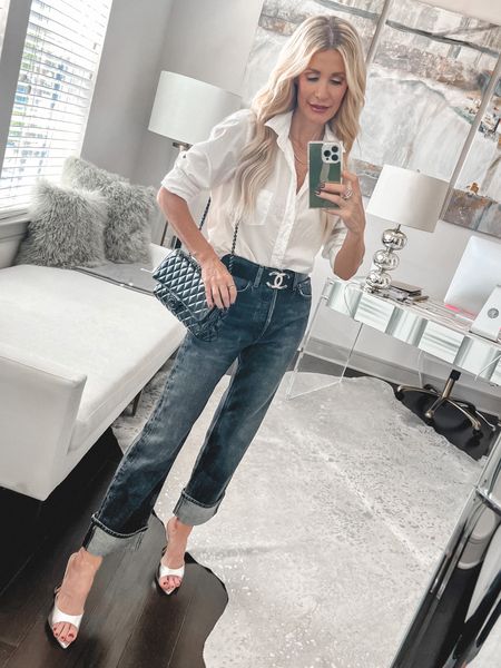 Trending now ~ cuffed denim! Loving these by Agolde. They run big so size down one size. I’m
Wearing a size 23. 

#LTKstyletip #LTKitbag #LTKshoecrush