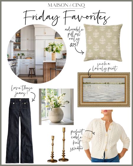 So many amazing finds this week for Friday Favorites like the cutest jeans ever, an adorable jacket for under $20, chic gold table for under $100, cute sweaters, and more!

#homedecor #winterdecor #winteroutfit #widelegjeans #artwork #walldecor #sweater #throwpillow 

#LTKfindsunder50 #LTKover40 #LTKhome