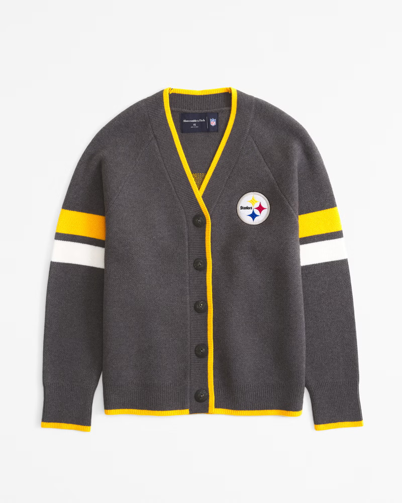 Abercrombie & Fitch Women's Pittsburgh Steelers LuxeLoft Cardigan in Dark Gray - Steelers - Size XXS | Abercrombie & Fitch (US)