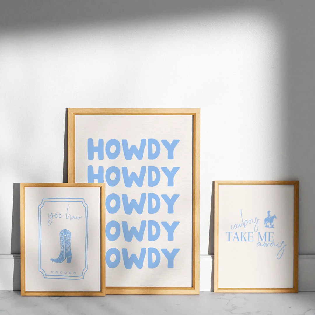 Yee Haw Cowgirl Art Print BUNDLE, Digital Downloadable Wall Art, Trendy Decor, Summer Cowgirl Aes... | Etsy (US)