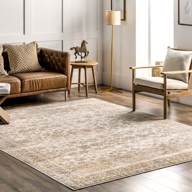 Beige Meena Fading Garden Washable Area Rug | Rugs USA