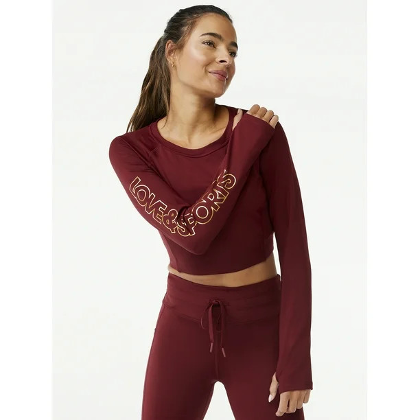 Love & Sports Women’s Long Sleeve Cropped Tee - Walmart.com | Walmart (US)