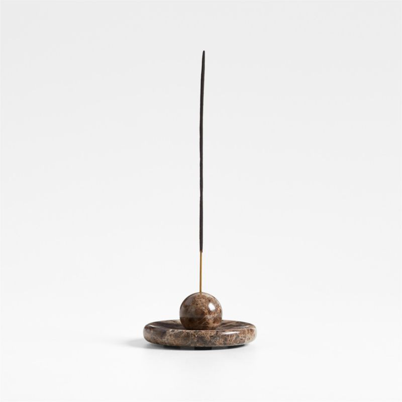 Brown Marble Round Sphere Incense Holder | Crate & Barrel | Crate & Barrel