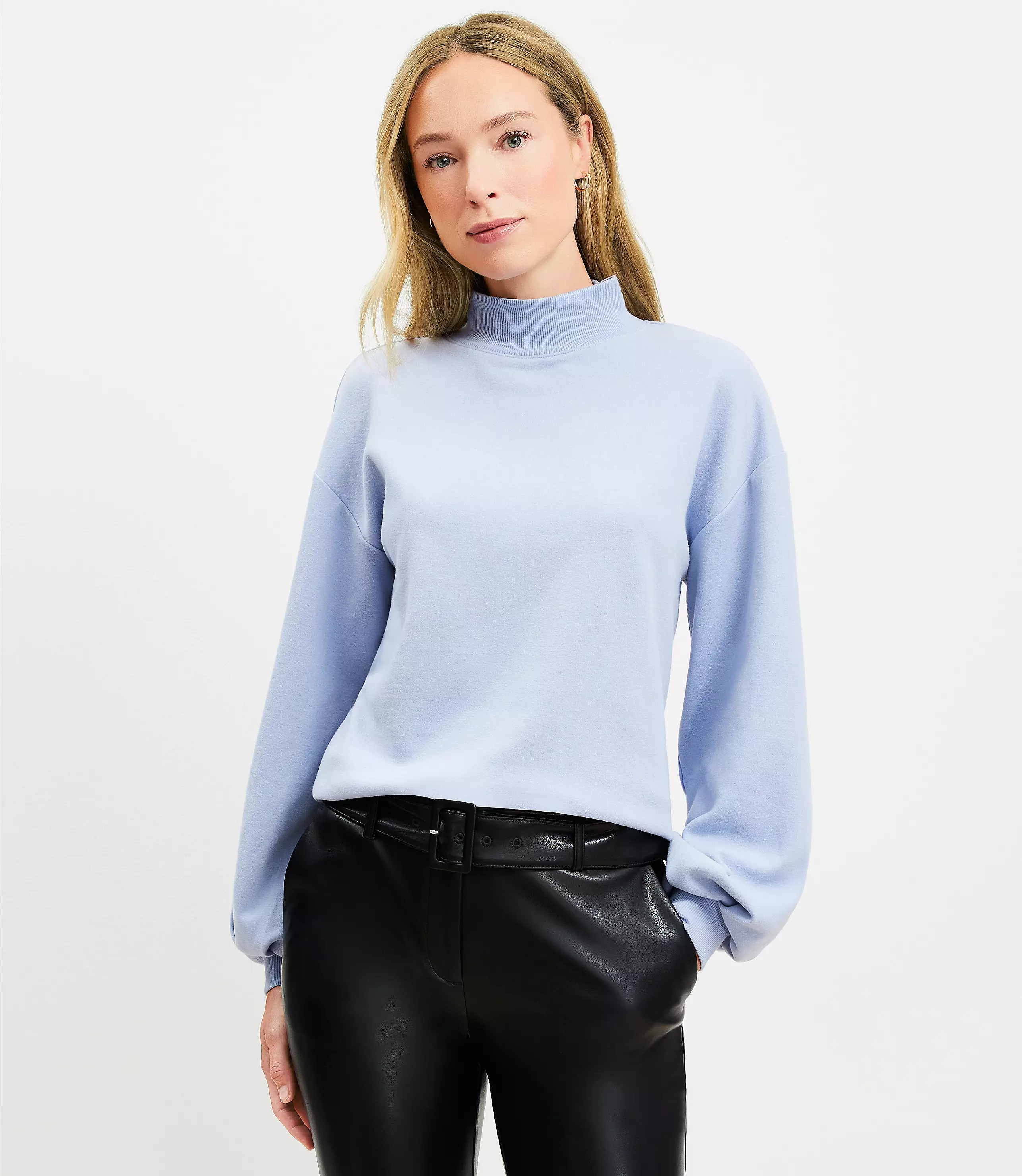 Brushed Mock Neck Sweatshirt | LOFT