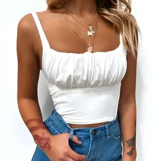 Vanduous - Square-Neck Ruched Cropped Camisole Top | YesStyle | YesStyle Global