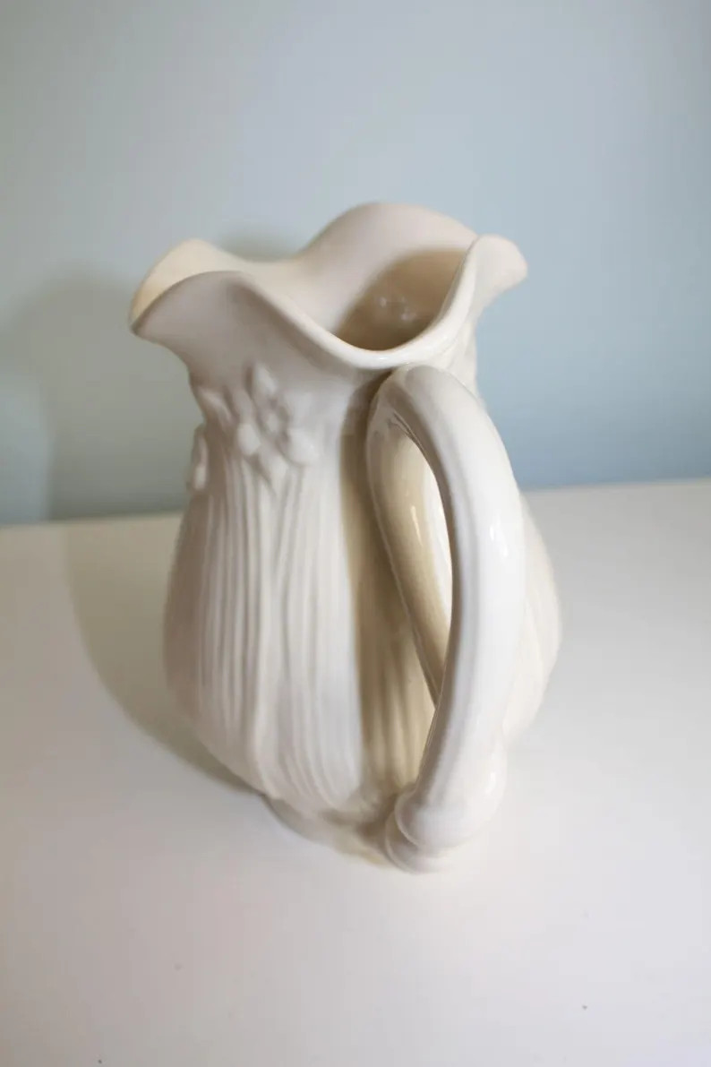 Vintage I. Godinger & Co. Ivory Ceramic Creamer Pitcher Vase Floral and Vine French Country Nantu... | Etsy (Global)