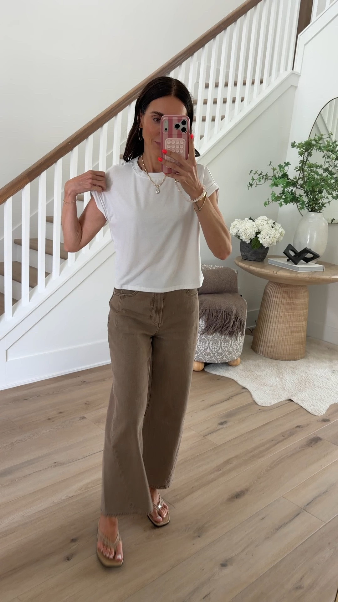 Amazon tee, jeans back in stock, sandals 40% off , size up in sandals, if in between sizes ￼

#LTKootd #LTKSaleAlert #LTKOver40