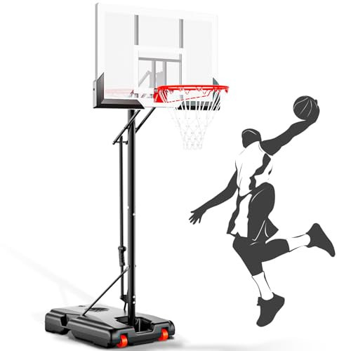 AWII SPORT Portable Basketball Hoop Outdoor, 4.8-10FT Height Adjustable Basketball Hoop Goal System with 44 Inch Shatterproof Backboard for Kids Youth Adults Play in Backyard/Courts/Indoor | Amazon (US)