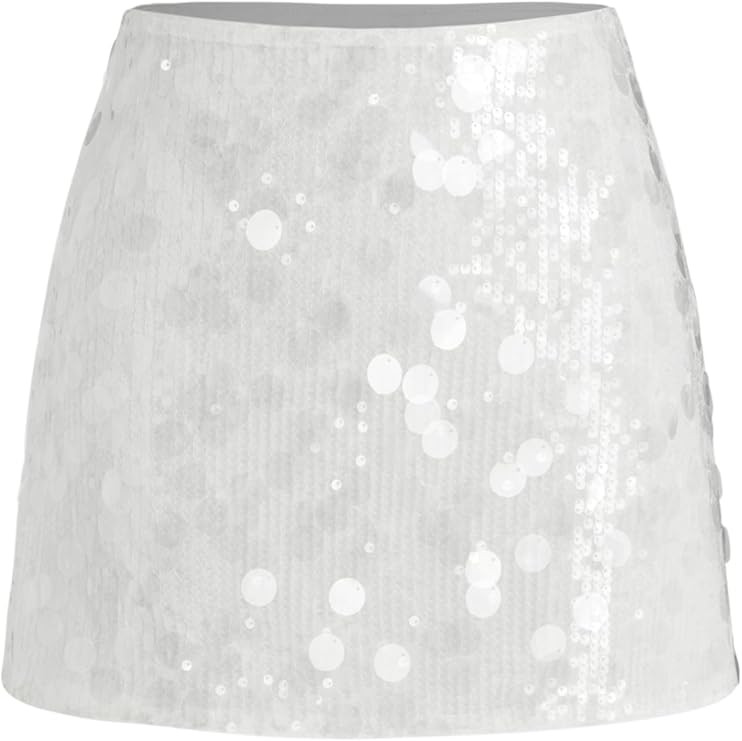 CIDER Sequin Mid Waist Sparkle Skirt Party Club Night Out Mini Skirt for Women Trendy | Amazon (US)