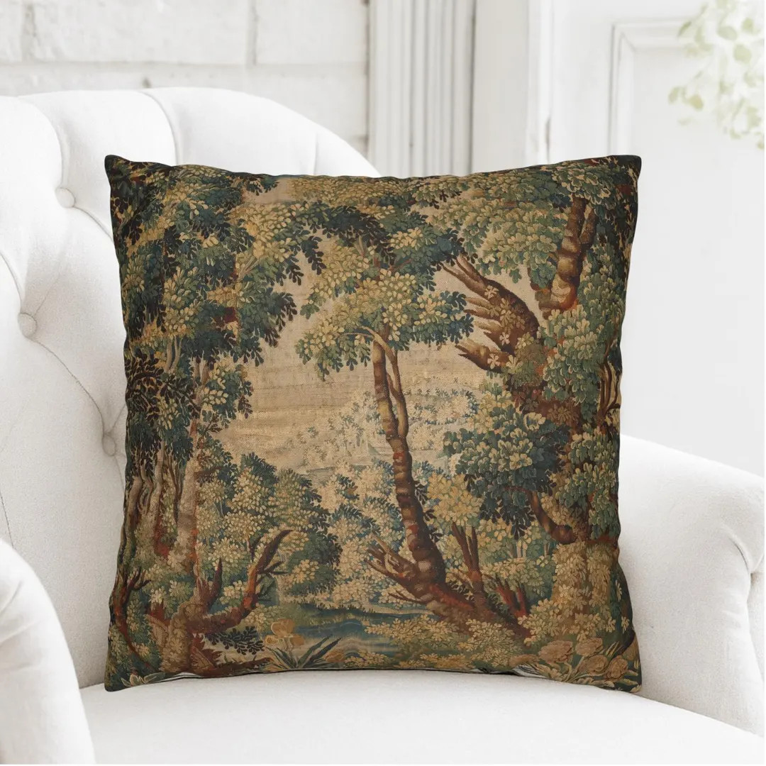 Verdure Tapestry Pillow Cover, Vintage Forest Home Decor, Antique Green Woodland Pillowcase, Chat... | Etsy (Global)