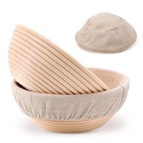 Komiikka Sourdough Bread Proofing Baskets(Set of 2) for Sour Dough Bread Baking Supplies, Brotform Proofing Basket, Proofing Bowls,Gift for Bread Bakers (9inch, Round) | Amazon (US)