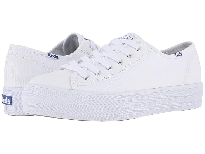 Keds Triple Kick Canvas (White) Women's Lace up casual Shoes | Zappos