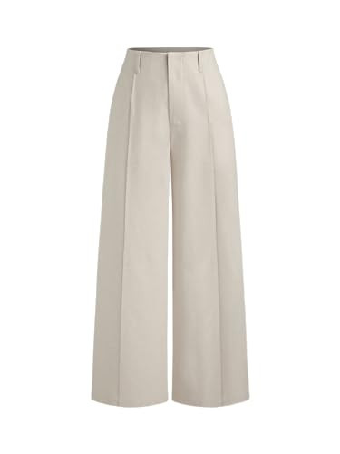 CIDER Linen-Blend High Rise Solid Pocket Wide Leg Trousers: Beige, XL | Amazon (US)