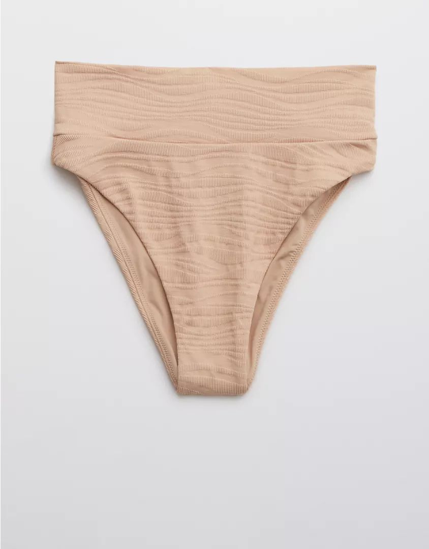 Aerie Jacquard High Cut Cheeky Bikini Bottom | American Eagle Outfitters (US & CA)