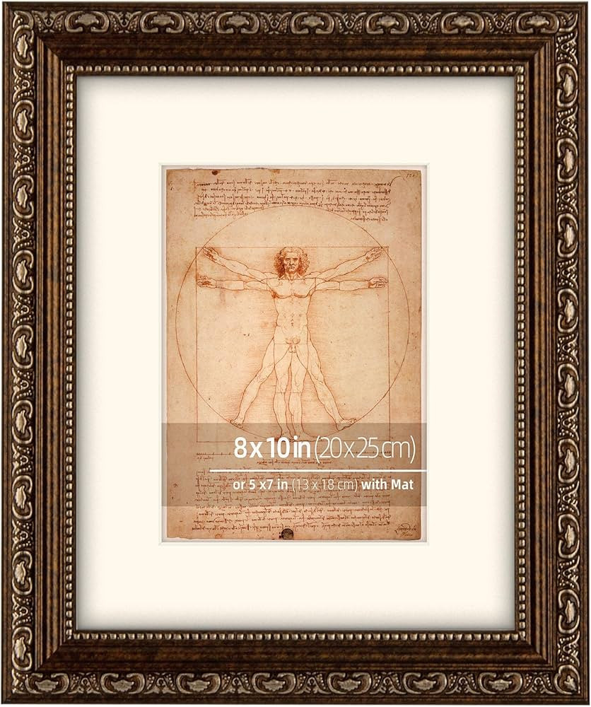 WYNCO 8x10 Antique Duqqa Brown and Silver Scrollwork Ornate Classic Picture Frame, Matted for 5x7... | Amazon (CA)