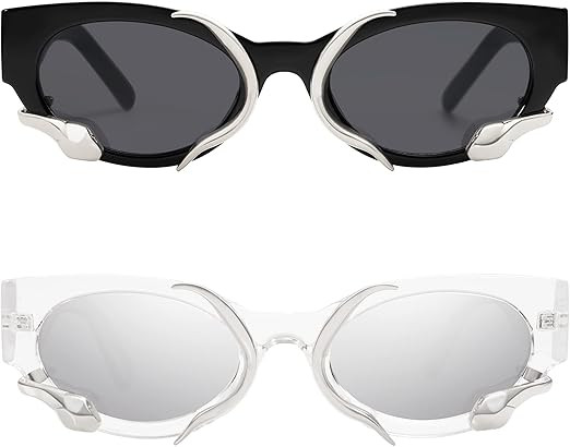 Trendy Sunglasses for Women Men Vintage Narrow Cateye Metal Snake Sunnie Y2k Accessories AP3621 | Amazon (US)