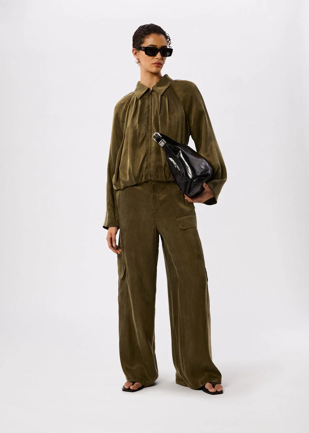 Khaki Fluid Cargo Trouser | Whistles UK | | Whistles