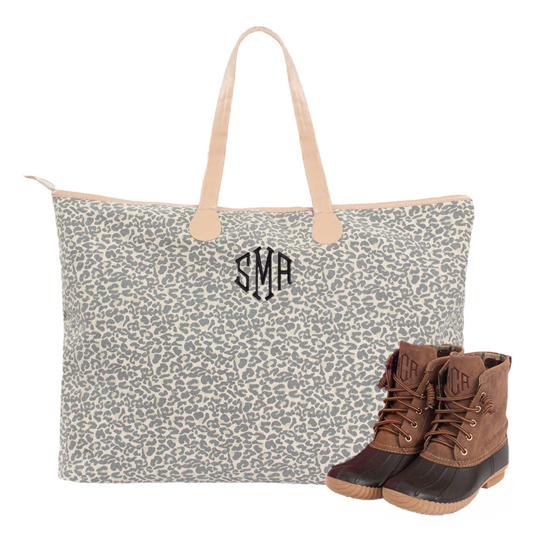 Monogrammed Rustic Leopard Weekender | Marleylilly