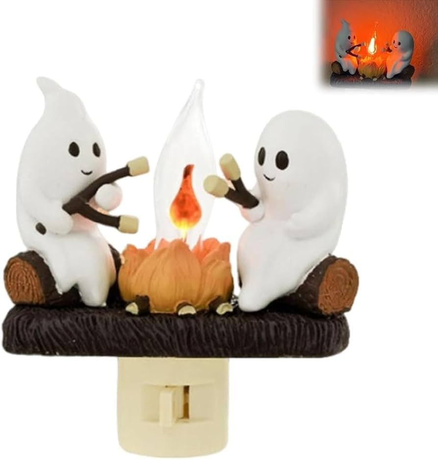Ghost Campfire Flickering Night Light, Ghosts Campfire Flicker Flame Halloween Nightlight, 3D LED... | Amazon (US)
