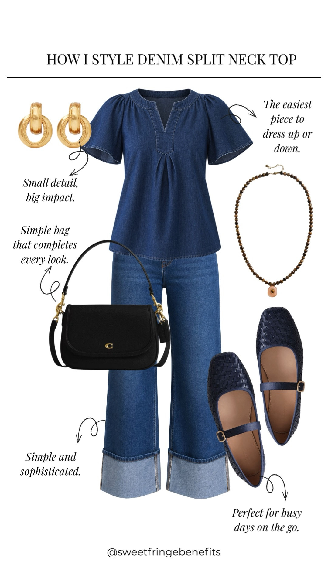 This denim split-neck top is such an easy piece to dress up or down. I love it with cropped cuffed jeans and woven Mary Janes for a simple, polished everyday look.

💡 LTK MADE EASY
❤️ Heart = Support my posts!
🔖 Save = Get sale & restock alerts
📋 Lists = Keep favorites organized
📲 Share = Send lists and products to a friend. Hello, Christmas List!
💬 Comment = Ask me anything about what I'm wearing.:-)