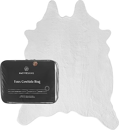 NativeSkins Large Faux Cowhide Rug - Cloud White (4.6ft x 6.6ft) | Amazon (US)