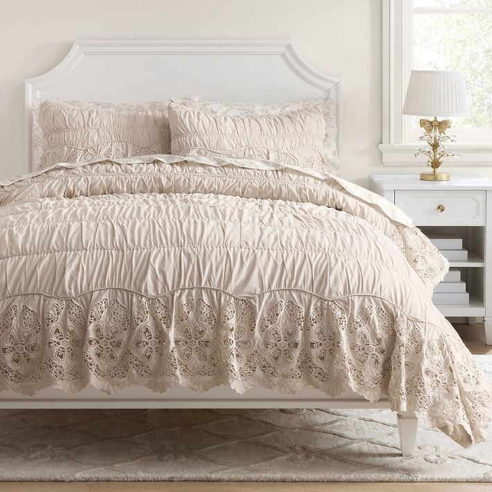 LoveShackFancy Saddle Blossom Eyelet Quilt | Pottery Barn Teen