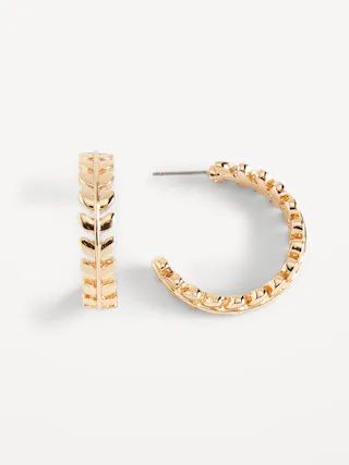 Real Gold-Plated Leaf Hoop Earrings for Women | Old Navy (US)