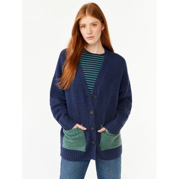 Free Assembly Women's Colorblocked Cardigan, Lightweight | Walmart (US)