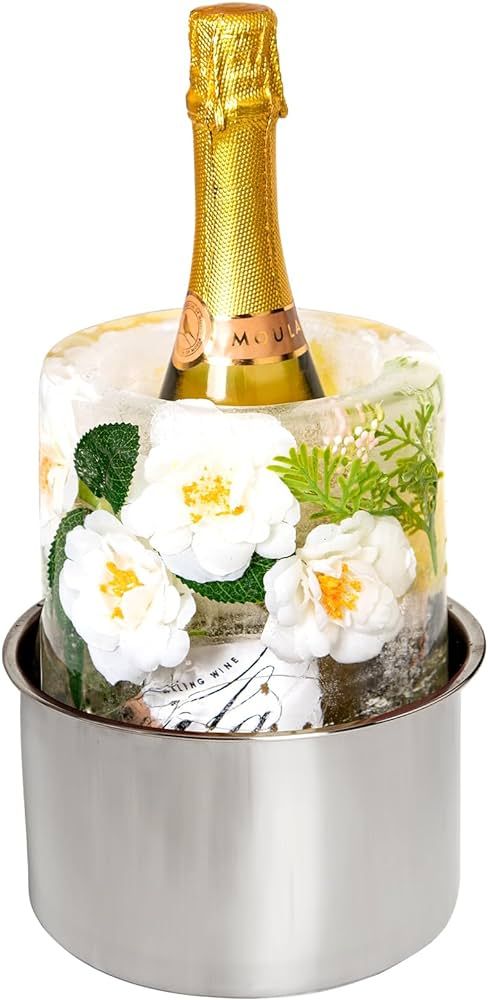 Ice Bucket Mold,Ice Mold Wine Bottle Chiller,Champagne Bucket Ice Mold, Flower/Fruits/Any Decorat... | Amazon (US)
