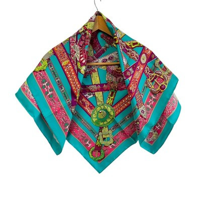 Auth HERMES Carre 90 - Blue Pink Multi Silk Scarf  | eBay | eBay US