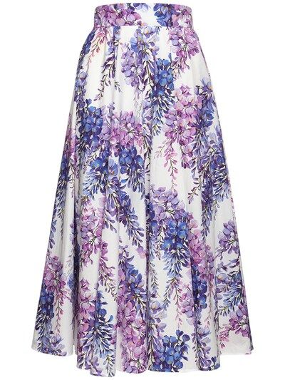 Dolce & Gabbana - Cotton poplin printed midi skirt - Multicolor | Luisaviaroma | Luisaviaroma