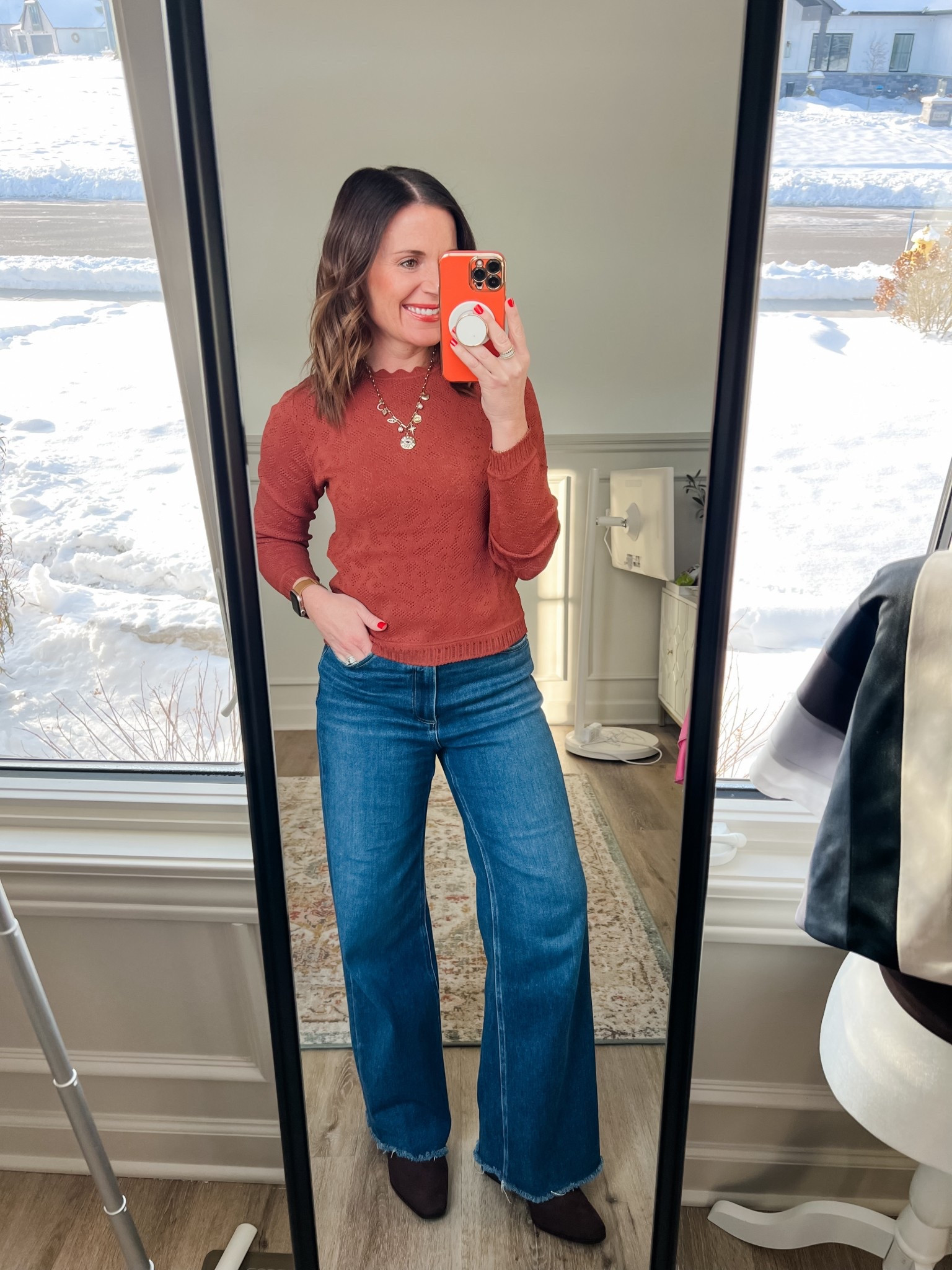 Rust Lightweight Sweater for Autumns.  Wearing XS.  

#LTKFindsUnder50 #LTKFindsUnder100 #LTKootd