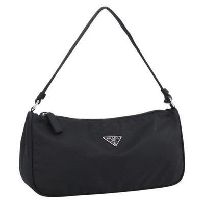 PRADA Accessory Pouch Nylon Black Silver Auth 198964 | eBay US