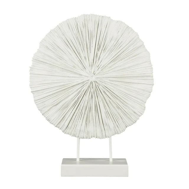 18" x 23" Cream Resin Textured Round Coral Sculpture with Elevated Stand, by DecMode | Walmart (US)