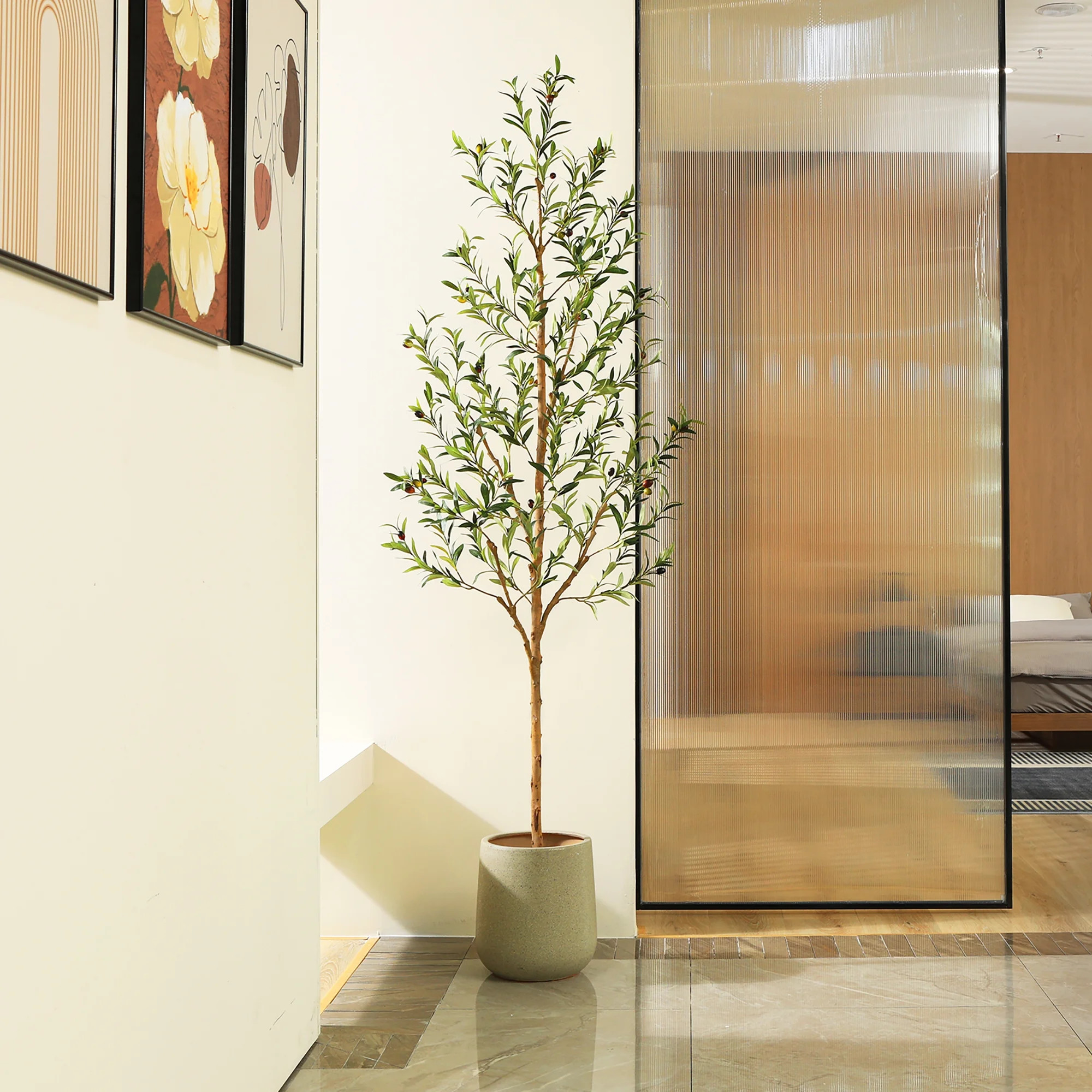 7FT Artificial Olive Tree with Fruits and Wood Branches, Potted Faux Olive Plants. 12 lb. DR.Plan... | Walmart (US)