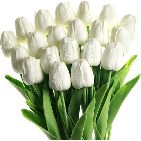 Artificial PU White Tulip Spring Mother's Day Easter Valentine's Day Wedding Bouquet 12 Count | Walmart (US)