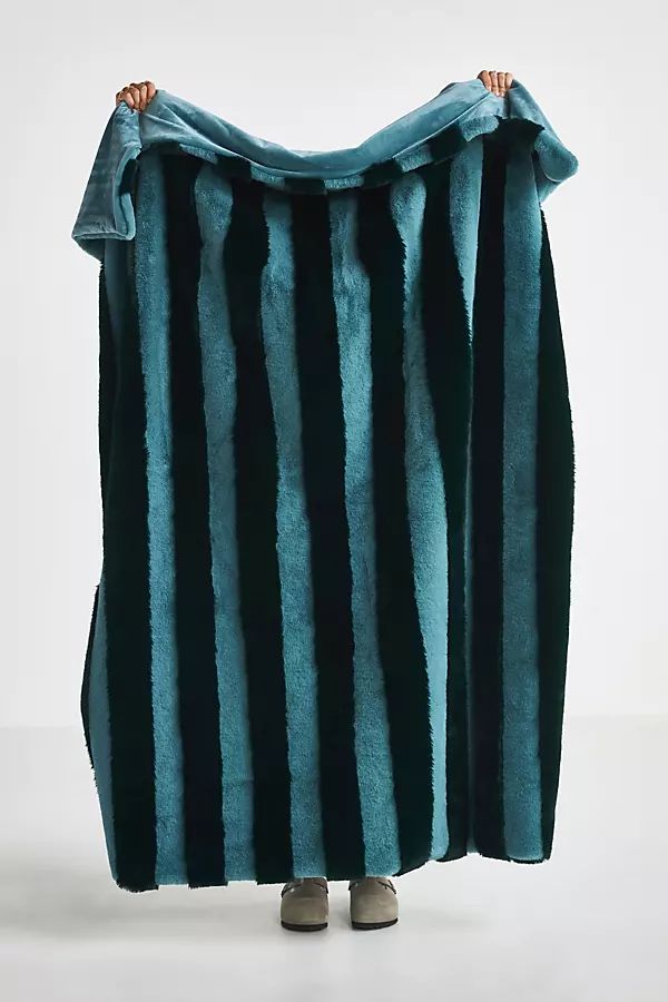 Sophie Faux Fur Striped Throw Blanket | Anthropologie (US)