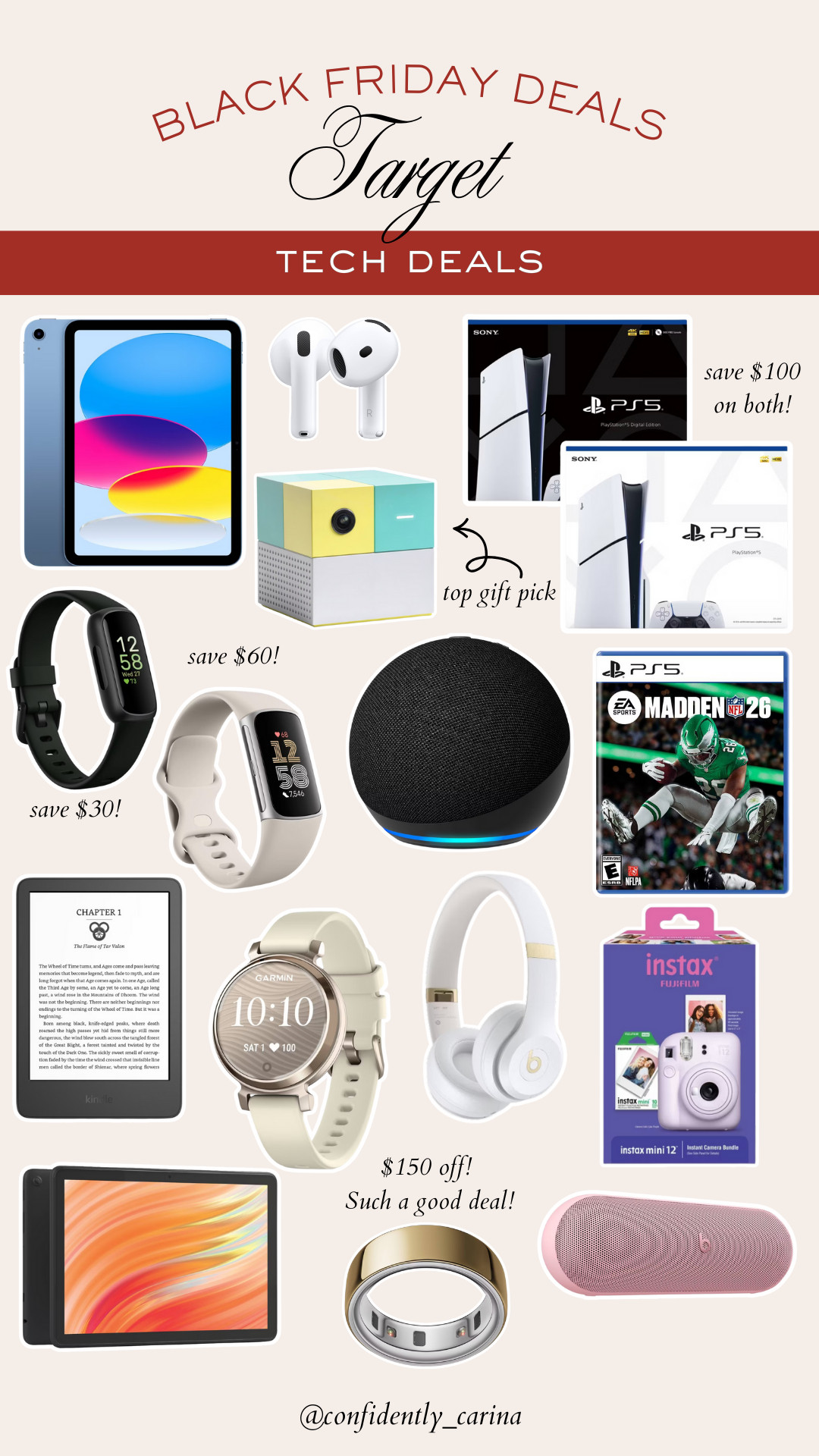 Black Friday tech deals at Target! 

Apple Watch, Apple deals, fitness watch, garmin, Fitbit, electronic deals

#LTKHoliday #LTKCyberWeek #LTKGiftGuide