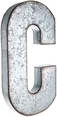 Huge 20" Metal Alphabet Wall Décor Letter C Rusted Edge Galvanized Metal | Amazon (US)