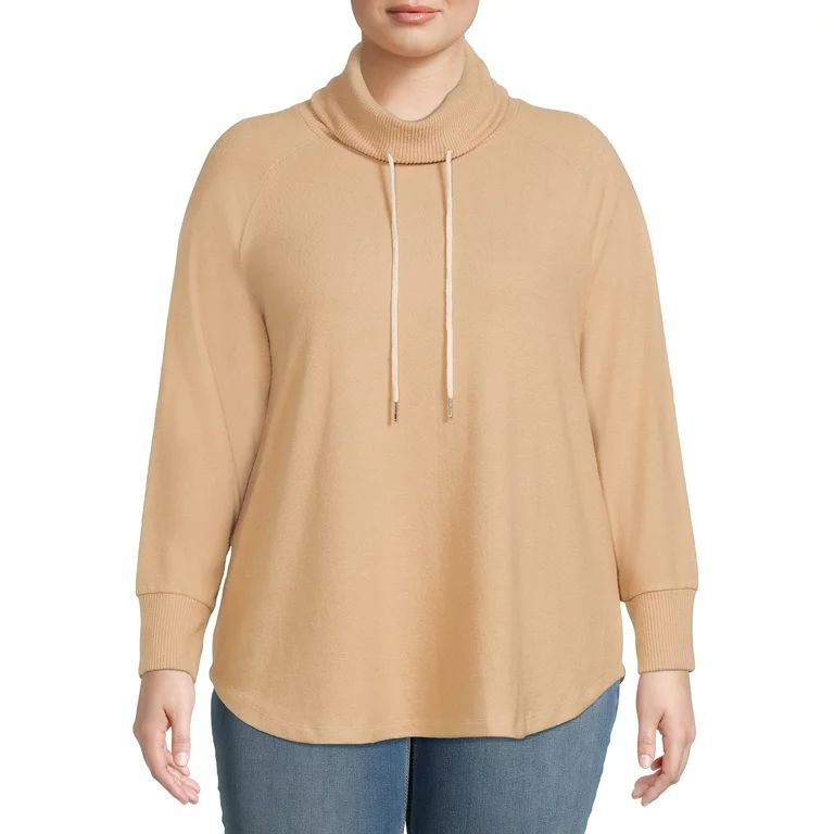 Terra & Sky Women's Plus Size Funnel Neck Raglan Top - Walmart.com | Walmart (US)