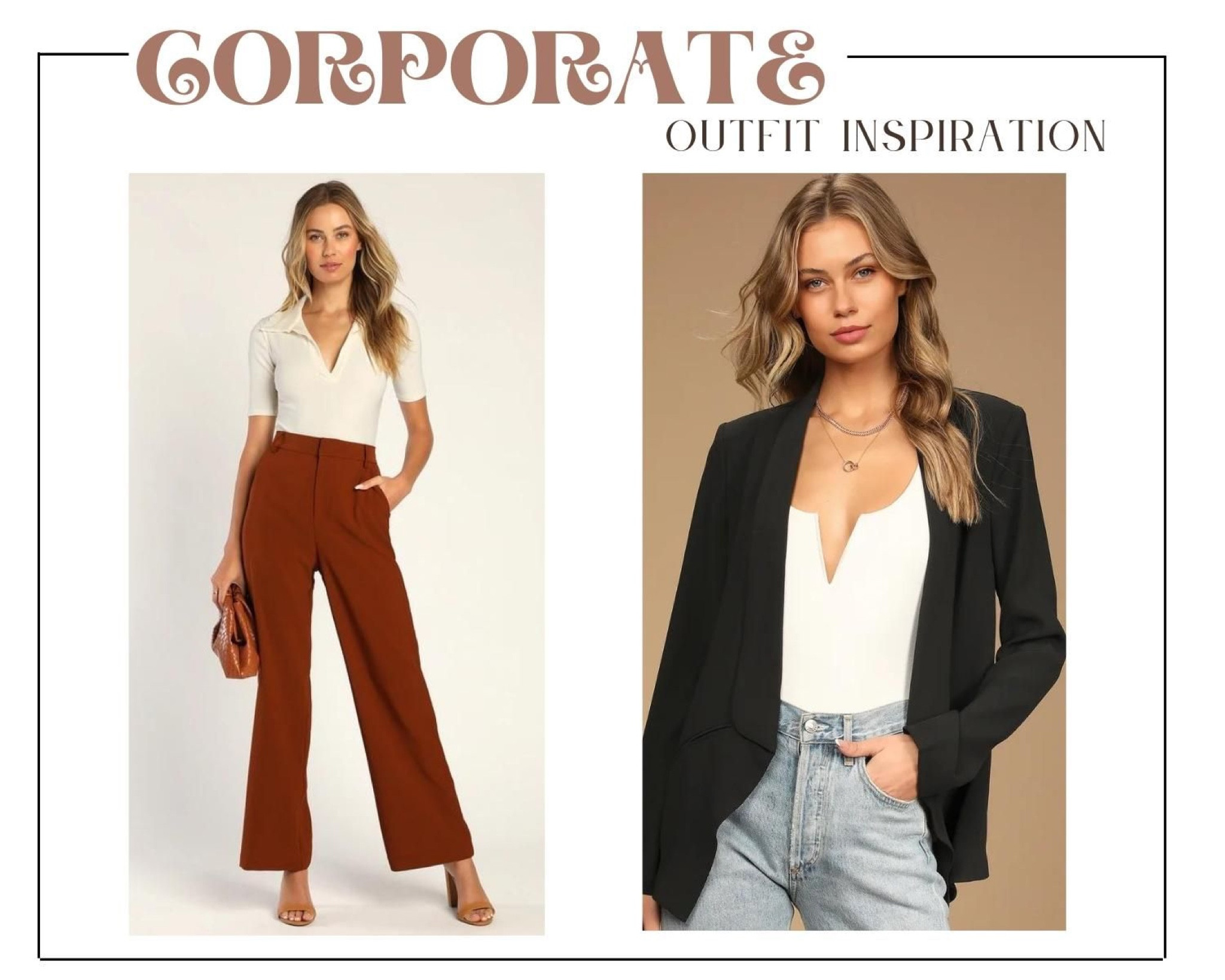 Work outfits, corporate wear, corporate girly, professional, blazers, wide leg pants, fall outfit, office wear, jeans 

#LTKstyletip #LTKSeasonal #LTKunder100