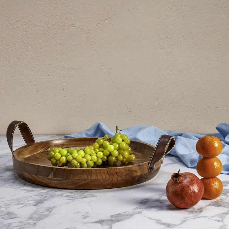 Acacia Wood Round Serving Tray | Wayfair Professional