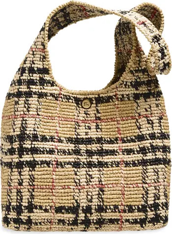 Burberry Small Margate Check Raffia Hobo Bag | Nordstrom | Nordstrom