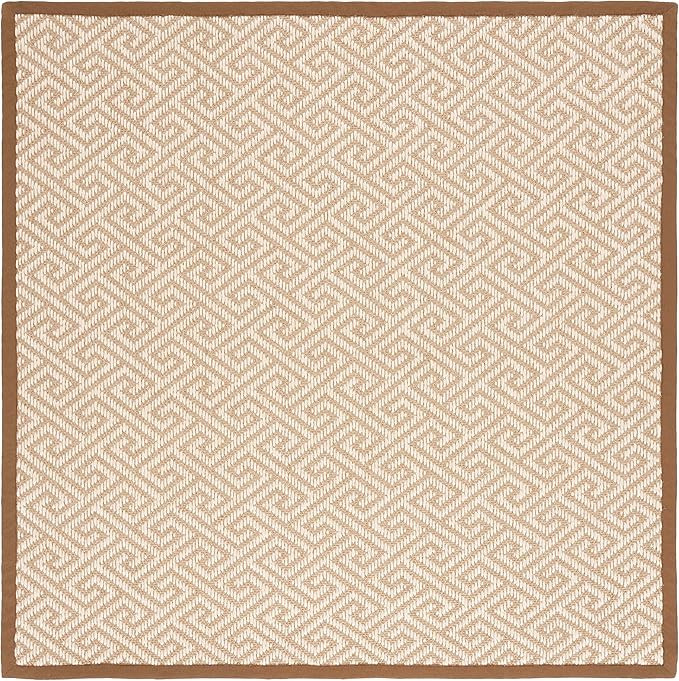 SAFAVIEH Natural Fiber Collection Area Rug - 6' Square, Natural, Greek Key Sisal Design, Easy Car... | Amazon (US)