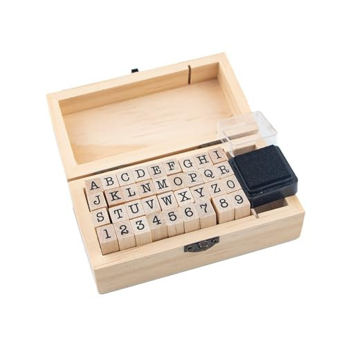 36 Pcs Small Wooden Rubber Stamps, Wooden Box Multipurpose Number Alphabet Letter Wood Rubber Stamp for Card Making, DIY Craft, Scrapbooking Supplie, etc | Amazon (US)