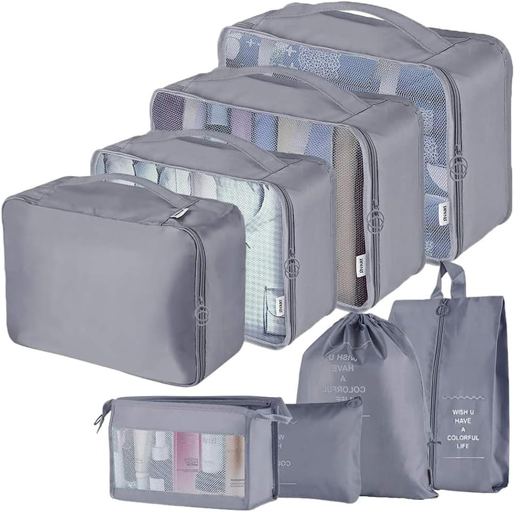Travel Packing Cubes, Toifucos Multifunction 8pcs/set Luggage Organiser Compression Suitcase Esse... | Amazon (UK)